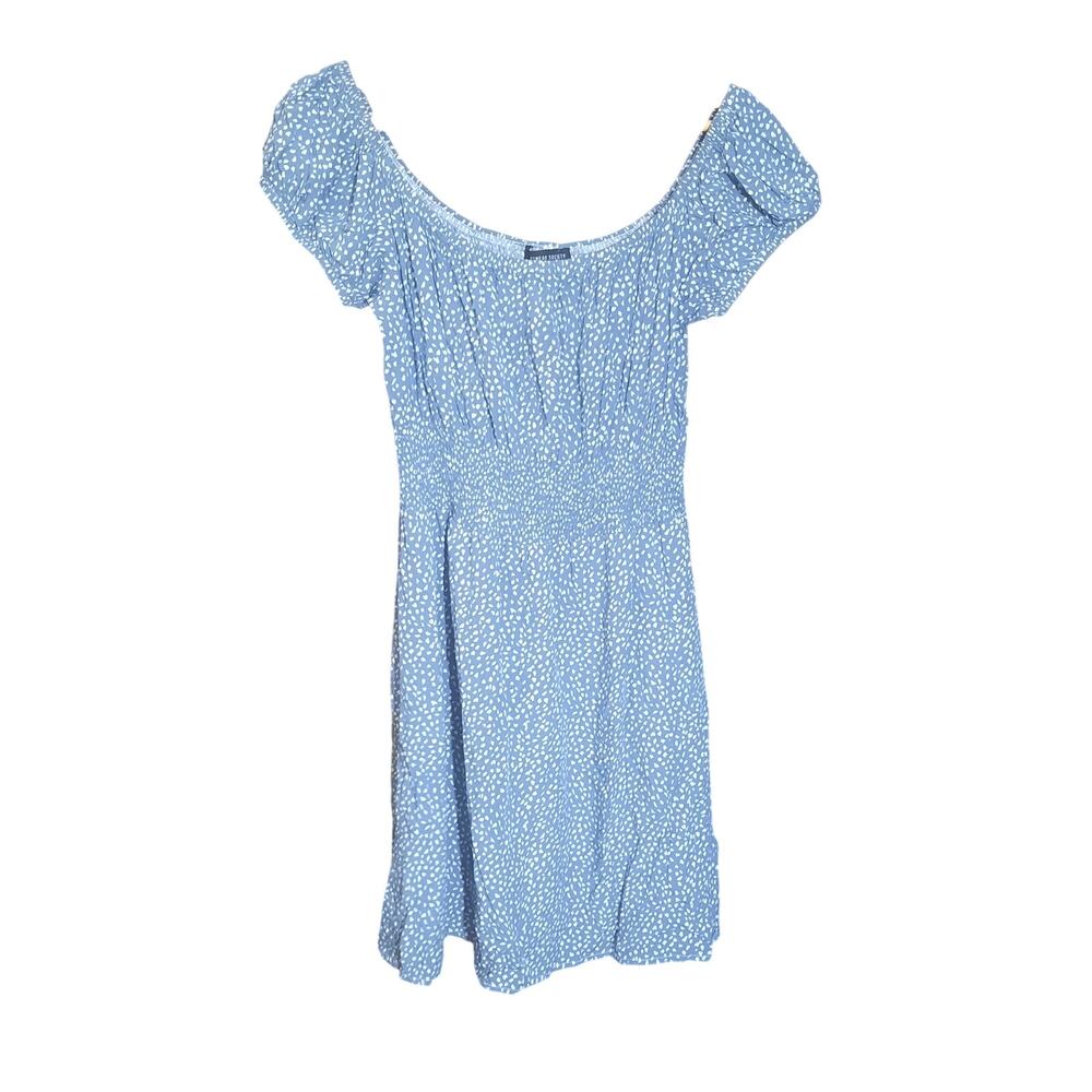 Streetwear Society Womens Light Blue Polka-dot Print Smocked Waist Mini Size L